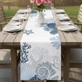 thumbnail image 4 of Coastal Coral Table Runner 70 Inches, Ocean Starfish Beach Conch Haze Blue Marine Life Bed Runner Dresser Scarves Tabletop for Indoor Outdoor Parties/Ceremony/Banquet, 13" x 70", 4 of 9