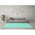 thumbnail image 3 of Ahgly Company Machine Washable Indoor Rectangle Solid Turquoise Blue Modern Area Rugs, 2' x 4', 3 of 4