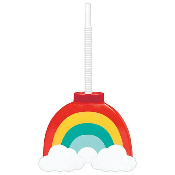 Rainbow Party Cup - Favor Cup With Straw