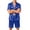 Blue, variant on Mens Pajamas Satin Short Sleeve Button Down Shirts Shorts Pajamas Soft Comfy 2 Piece Silk Pj Shorts Sets with Pockets