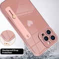 thumbnail image 2 of Designed for iPhone 13 Pro Max Case with Strap Luxury Love Heart Plating Gold Bumper Phone Cover Wristband Kickstand Full Body Protective Slim Case for Women-Sand Pink, 2 of 12