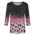 thumbnail image 4 of ibuvkizy Womens Tops,Women's Fashion Printed Loose T-shirt Mid-length 3/4 Sleeves Blouse Round Neck Casual Tops,Tshirts for Women,Plus Size Blouses Shirts,Summer Tops for Women, 4 of 4