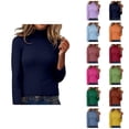 thumbnail image 1 of Pulls pour Femmes 2025 Chandail Col Roulé Ajusté Manches Longues Haut Tricoté Blouse Décontractée Automne Hiver, 1 of 6