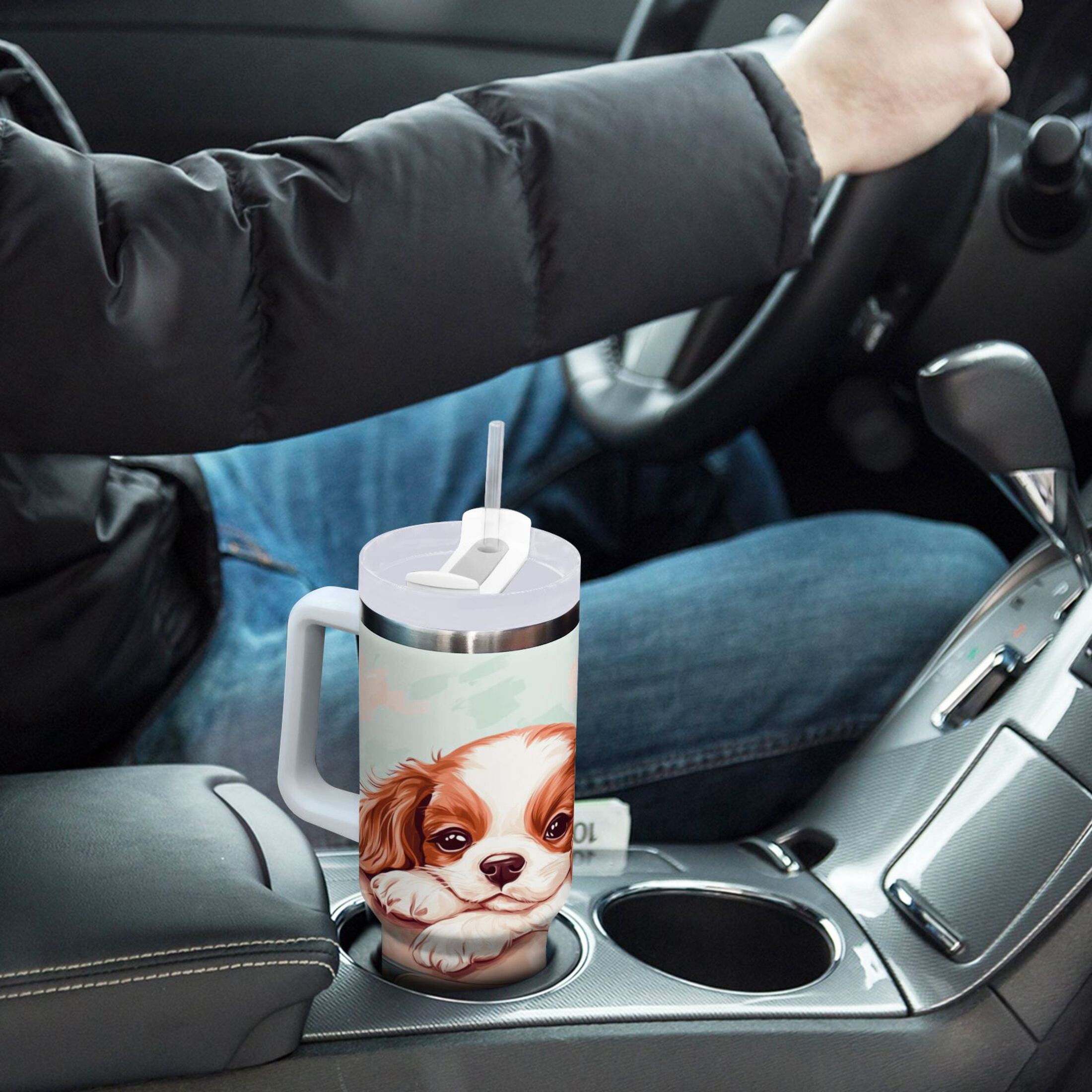 BZSMCE Tumbler 40oz Insulated Stainless Creative Hound Baby Painting Pattern Steel Water Bottles