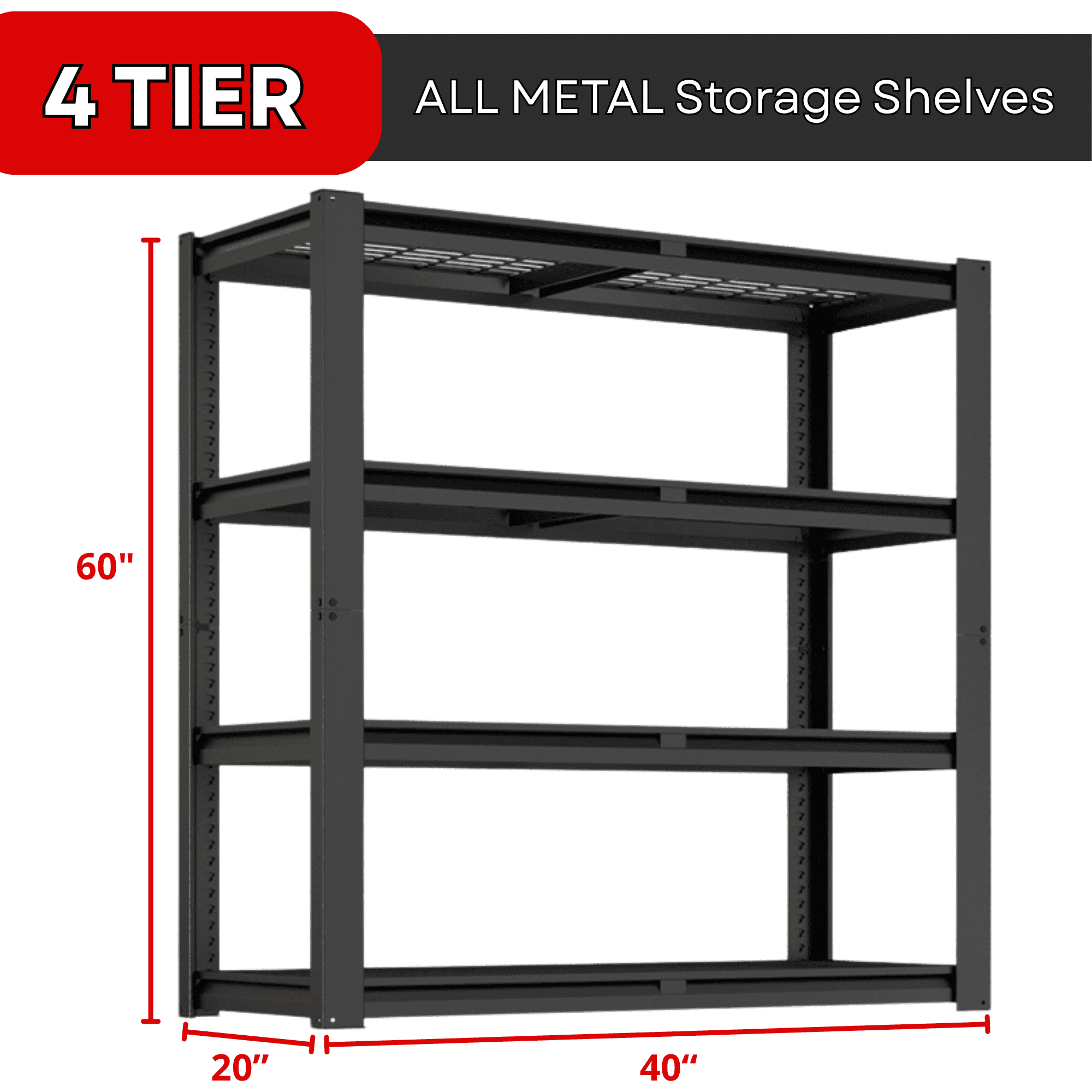 Prilinex 2200LBS Metal Storage Shelves Wire Shelving Unit Garage Storage Rack 40"W x 20"D x 60"H Heavy Duty Industrial Shelving