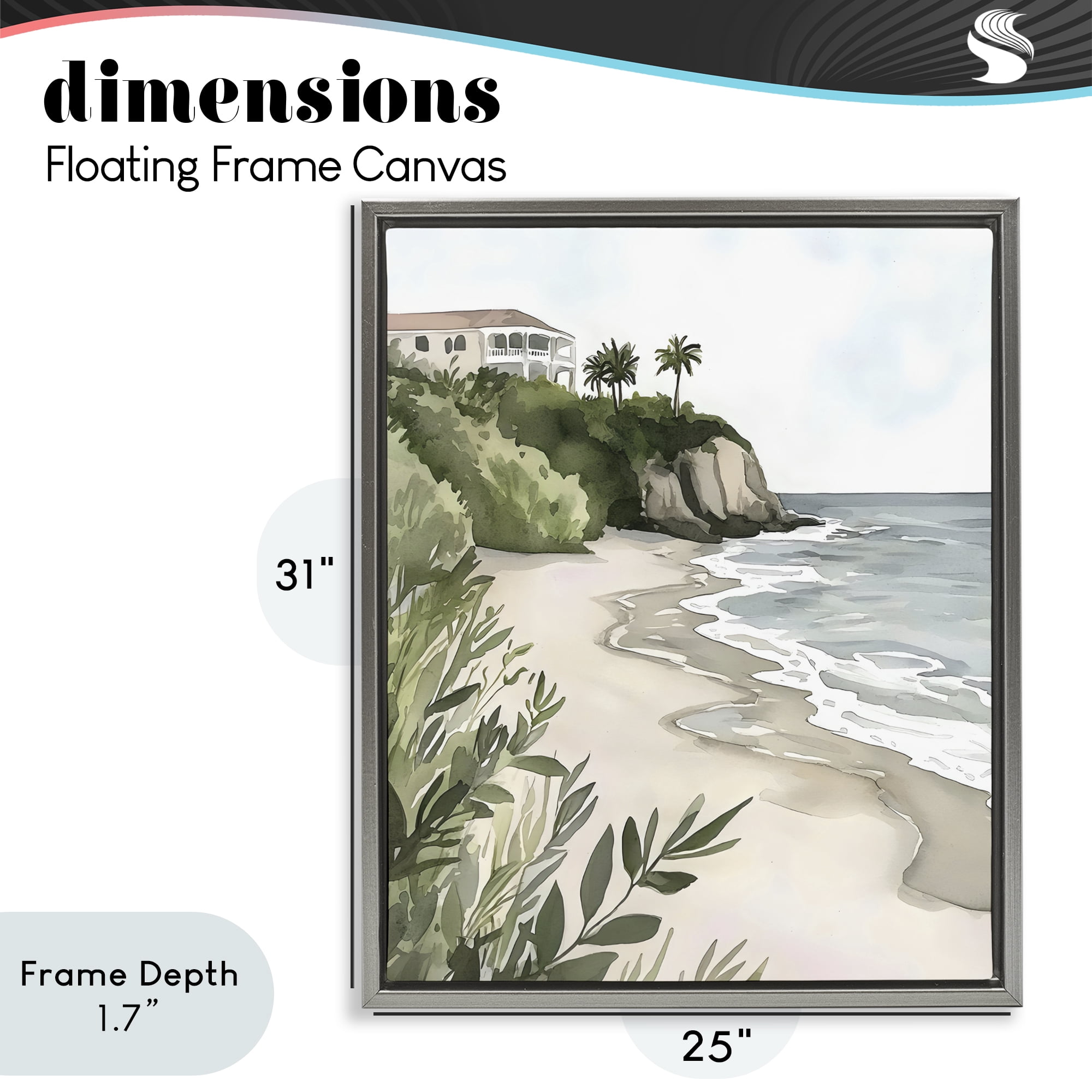 Stupell Industries Coastal Calm Villa on Bluff Gray Framed Floater Canvas Wall Art, design by Riley B