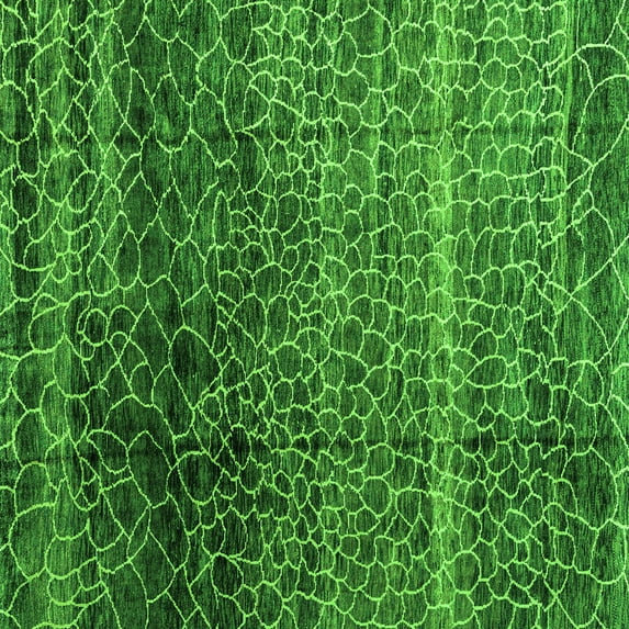 Ahgly Company Indoor Square Abstract Green Modern Area Rugs, 3' Square
