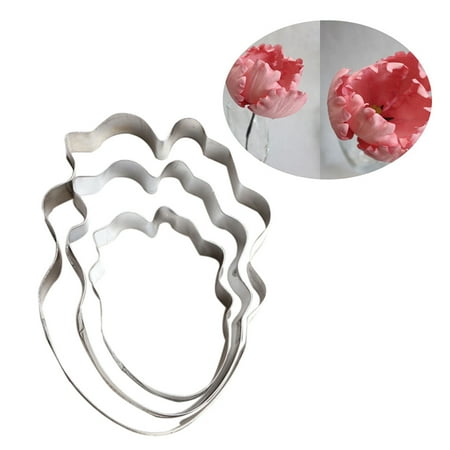 

3Pcs Cutter Set Cake Fondant Flower Icing Tulip Petal Stainless Steel Cookie Biscuit Mold