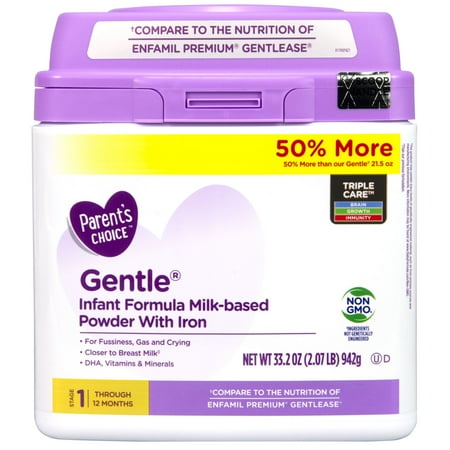 (4 pack) (4 pack) Parent's Choice Non-GMO Premium Gentle Infant Formula, 33.2 oz