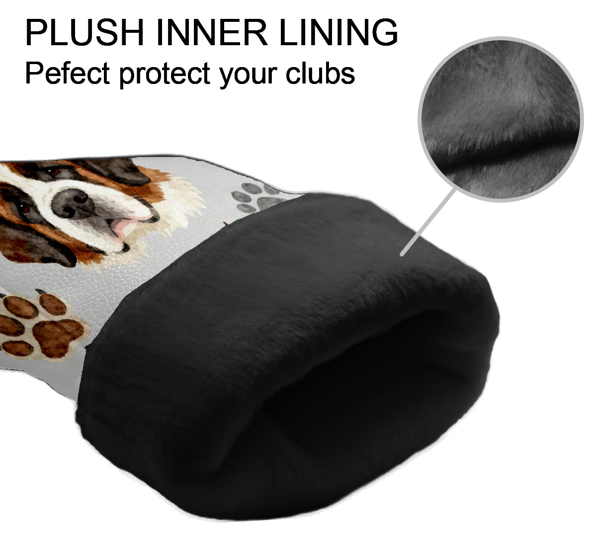 Golf Club Covers, Gray DogPaw Premium PU Leather Driver Hybrid Putter Head Covers with Velvet Lining, Waterproof Golf Gifts for Men Women