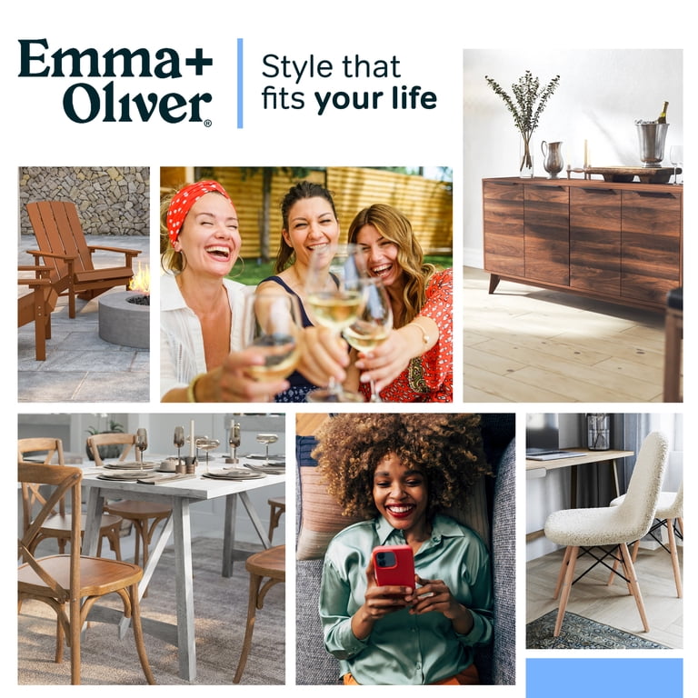 Emma + Oliver Set of 2 Adirondack Chairs with Cup Holders and Pull