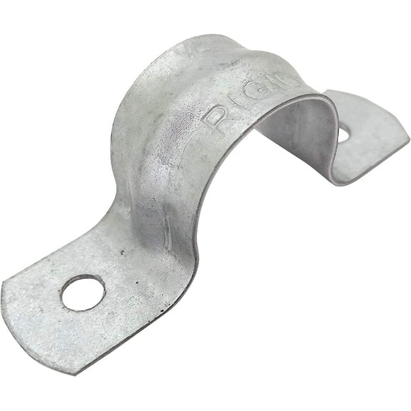 Rigid Pipe Strap Clamp Hanger, 2 Holes, Galvanized or PVC Pipes, IMC Conduit (10, 1/2 Inch)