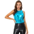 thumbnail image 1 of Disfraz de Halloween Camiseta Sin Mangas Con Chaleco Brillante Metálico Brillante Sin Mangas Para Fiesta Y Club Para Mujer azul oscuro XL, 1 of 5