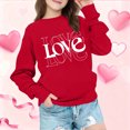 thumbnail image 6 of yoeyez Oversized Crewneck Sweatshirts for Girls Baby Girl Valentines Outfit Heart Printed Long Sleeve Shirts Spring Valentines Clothes Red,3 Years, 6 of 7