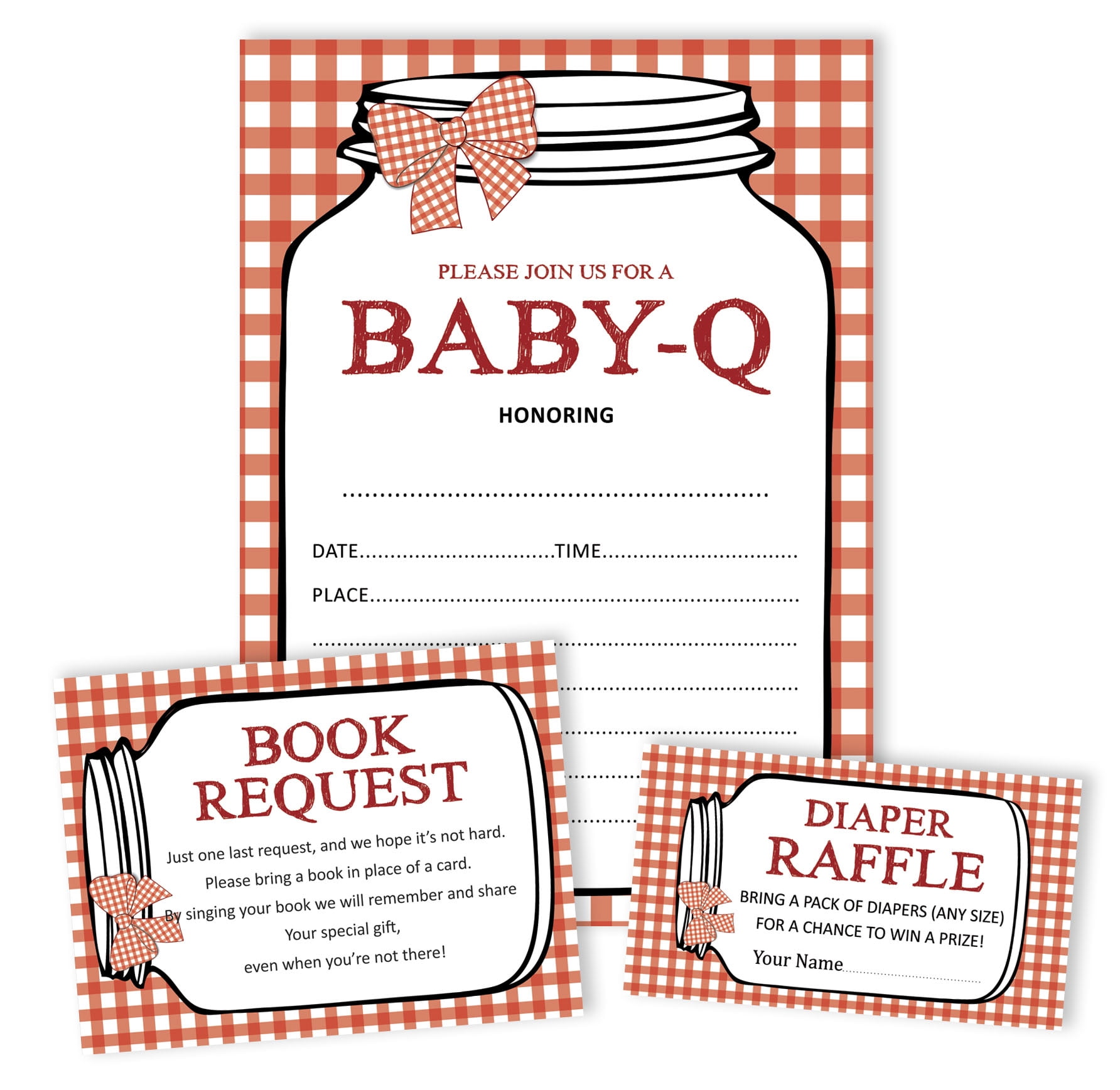 Inkdotpot Set Of 30BBQ Baby Shower Invitations-Diaper Raffle Tickets And Baby Shower Book Request Cards Gender Neutral Invites Its A Boy Its A Girl