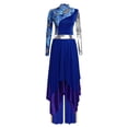 thumbnail image 4 of Aislor Women's Liturgical Praise Dance Outfits Camouflage Print Dress with Wide Leg Pants Worship Dancewear Blue L, 4 of 7