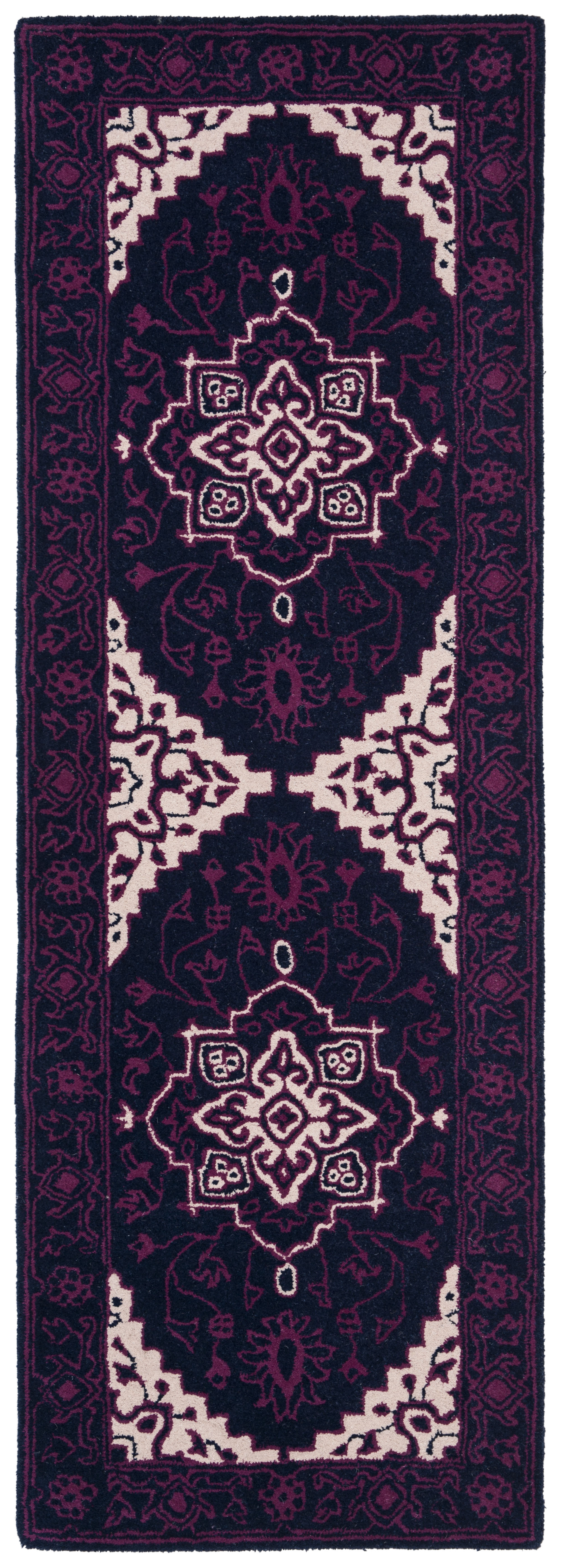 SAFAVIEH Bellagio Coty Oriental Wool Runner Rug, Purple/Ivory, 2'3" x 7'