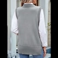 thumbnail image 4 of Suéteres de Punto para Mujer, Cuello Redondo, Lazo, Color Liso, Botones y Abertura Lateral, 2025 Gris XL, 4 of 9