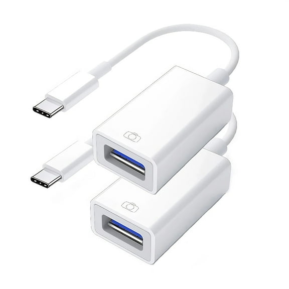 2Pack USB C to USB Camera Adapter, USB 3.0 OTG Cable for iPhone 16/15/iPad/Macbook, Plug & Play(White)