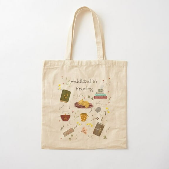 Addicted To Reading Cotton Tote Bag Canvas Tote Bag, Family Gift For Mother, Her