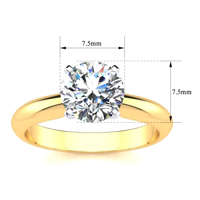 SuperJeweler 1 1/2 Carat Moissanite Engagement Ring in 14K Yellow Gold for Women