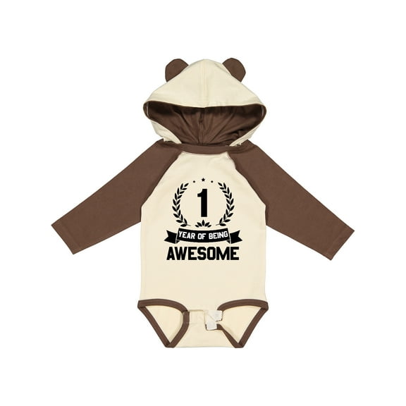 Inktastic 1 year of being awesome birthday black Boys or Girls Long Sleeve Baby Bodysuit