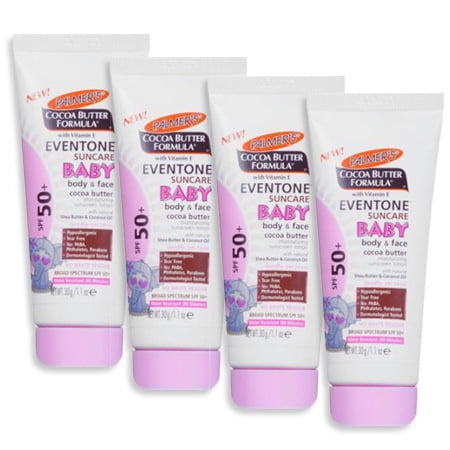 (4 Pack) Palmer's Eventone Suncare Baby Body & Face Cocoa Butter Moisturizing Sunscreen Lotion, SPF 50+, 1.1 oz