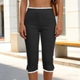thumbnail image 4 of Drovellove Women's Plus Size Capri Leggings – 3/4 High Waisted Stretch Pants with Side Slit & Subtle Lace Detail for Workout, Yoga or Casual Lounging, 4 of 9
