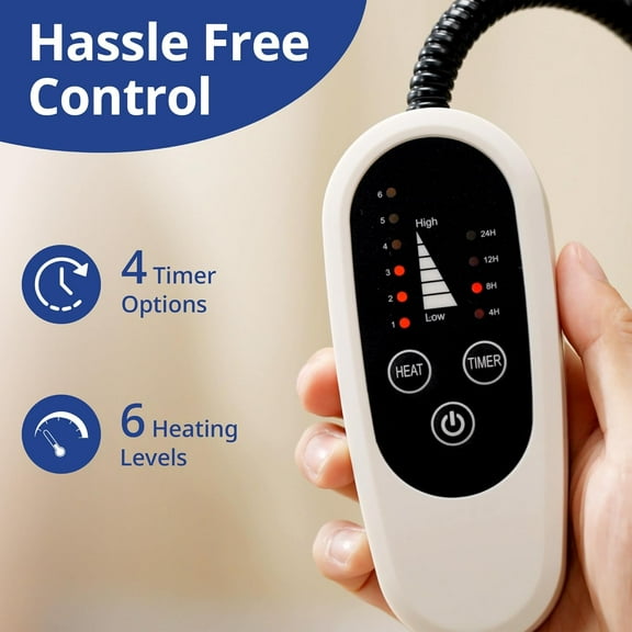 Adjustable Heated Pet Bed for Cats & Dogs, 17.7 x 15.7 Inches, 55W with Auto Shut Off