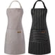 thumbnail image 1 of 2 Pieces Kitchen Cooking Aprons, Cotton Polyester Blend Adjustable Bib Aprons with 2 Pockets for Women Men Chef Chef (Black/Brown Stripes, 2), 1 of 4