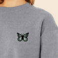 thumbnail image 5 of Dalix Butterfly Embroidered Fleece Relaxed Boxy Fit Long Sleeve Crewneck Sweatshirt Womens in Heather Gray L Large, 5 of 5