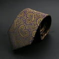 thumbnail image 4 of New Design Men Tie Brown Striped Ties Paisley Flower Neckties Men Business Dropshipping Groom Wedding Collar Accessories Gift, 4 of 10