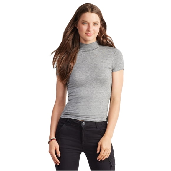 Aeropostale Womens Striped Mock Graphic T-Shirt, Negro, Small