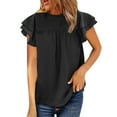 thumbnail image 1 of B91xZ Tops T-Shirt à Manches Courtes Décontracté d'Été pour Femmes, Noir m, 1 of 4