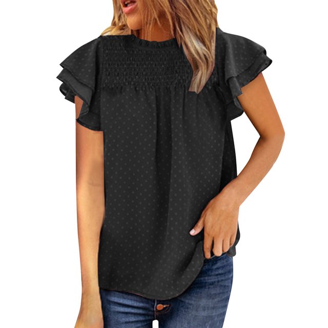 B91xZ Tops T-Shirt à Manches Courtes Décontracté d'Été pour Femmes, Noir m