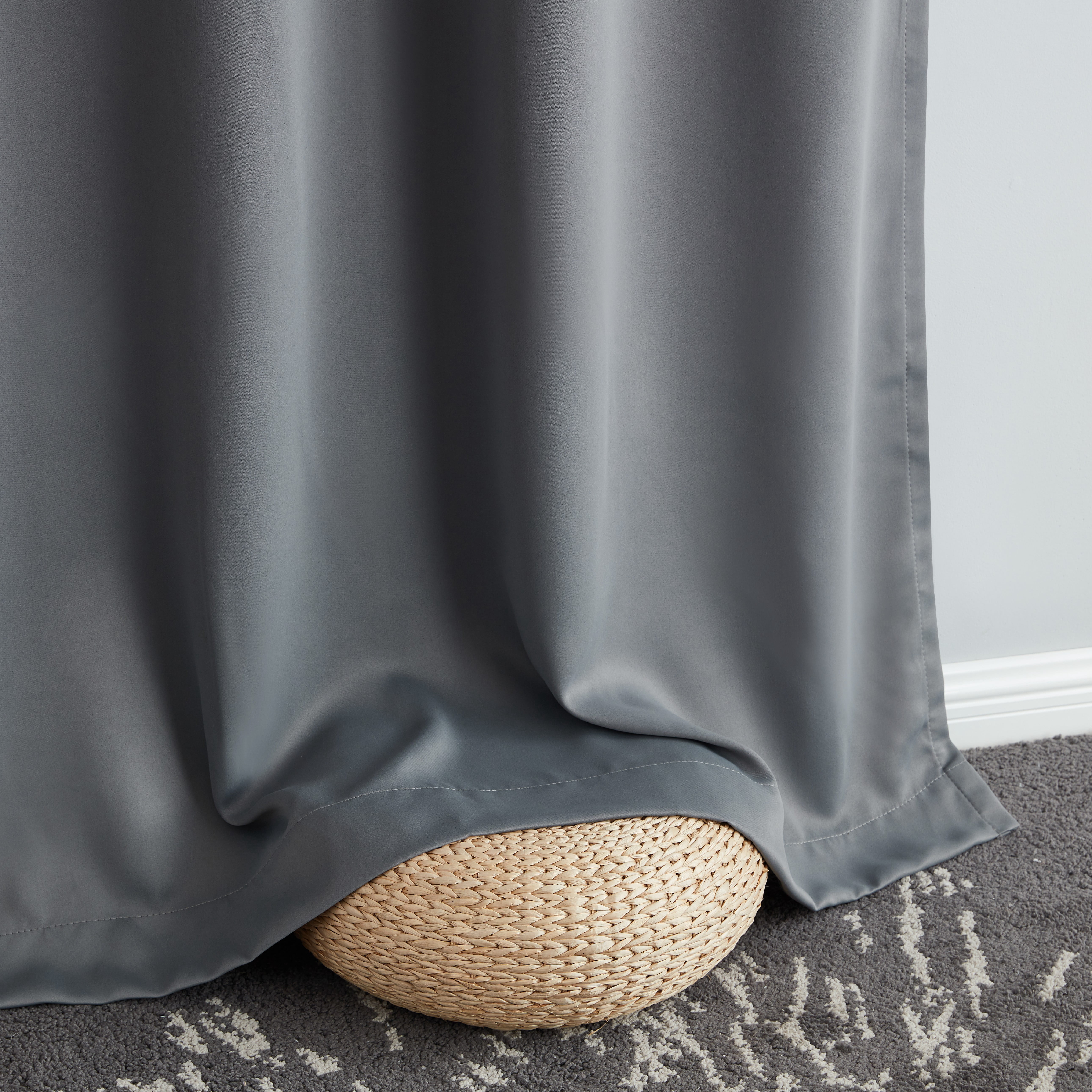 THD Virginia 100% Blackout Grommet Total Privacy Curtain Panels - Window Curtains for Living Room Bedroom - Set of 2 (Grey, 52 W x 84 L)