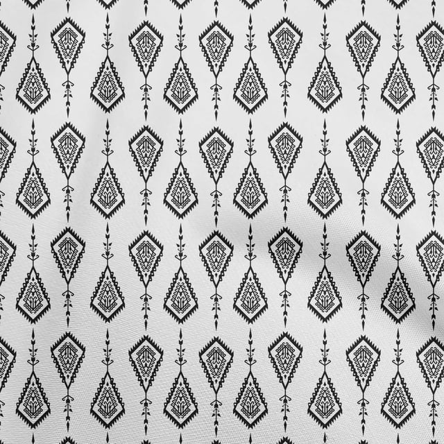 oneOone Georgette Viscose White Fabric Asian Floral Block Craft Projects Decor Fabric Printed By The Yard 42 Inch Wide