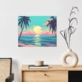 thumbnail image 6 of Xecao Retro Palm Beach Sunset for Waterproof Framed Canvas Art - Modern Home Decor with Real Wood Frame for Gifting and Interior Design,Horizontal, 6 of 6