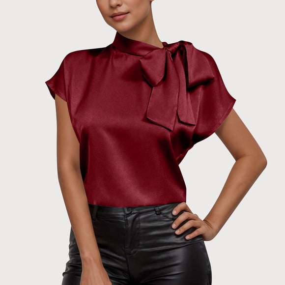 TNDBKQWR Cheap Womens Tops Womens Work Tops Short Sleeve Women's Crew Neck T Shirts Plus Womens Shirts Womens Clothing, Wine, L