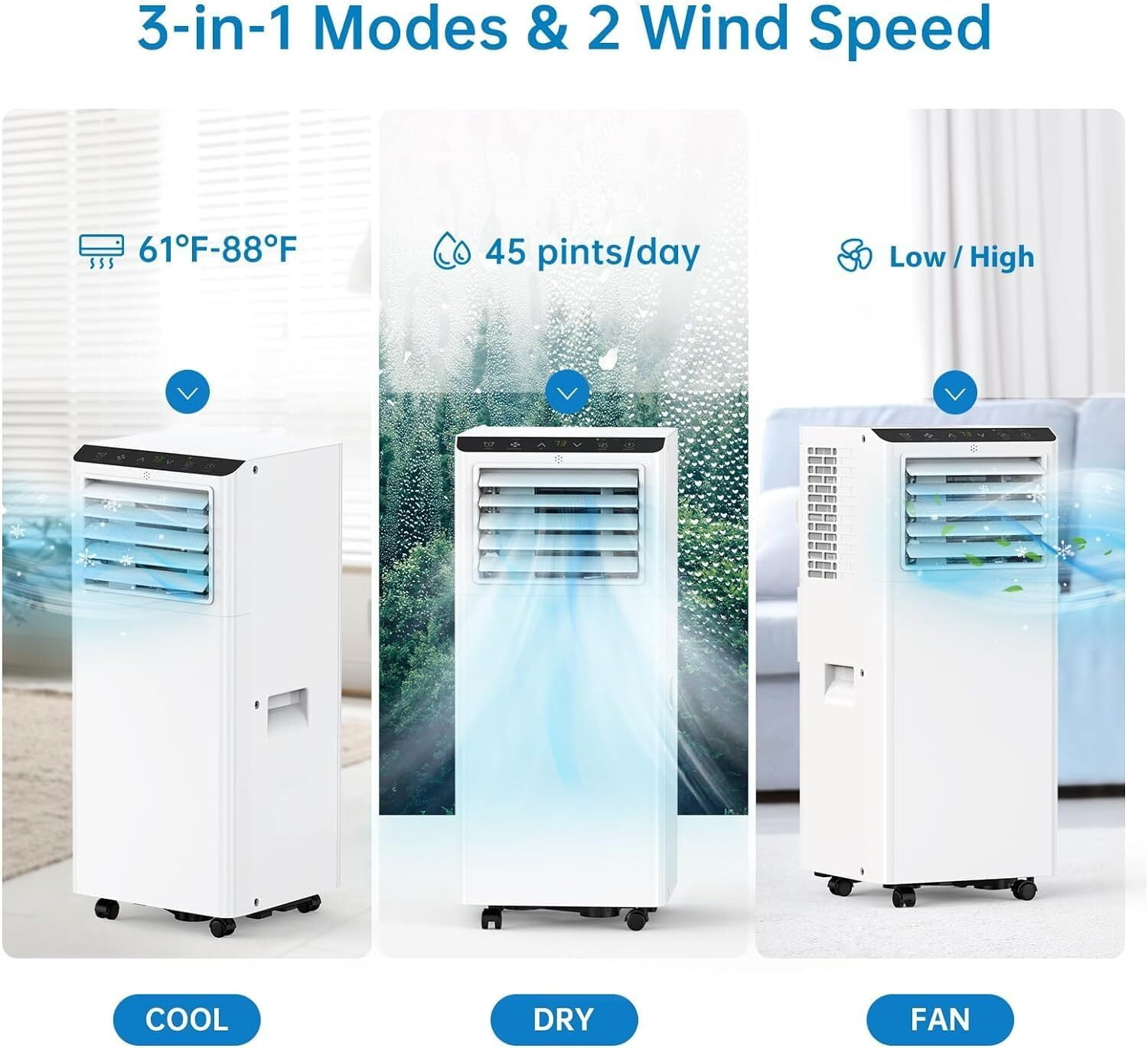 Garvee 8,000BTU Portable Air Conditioner, AC with Dehumidifier and Cooling, for Room Up to 350 Sq.ft,24Hour Timer, Sleep Mode, Remote Control, White