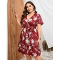 thumbnail image 5 of Plus Size Casual Summer Dress for Women  Wrap V Neck Ruffle Sleeve Smock  Mini Dress, 5 of 9