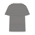 thumbnail image 3 of GigrtiJin Women's Oversized Tops Striped Short Sleeve V Neck Blouse with Decorative Buttons Loose Casual Tees, 3 of 4