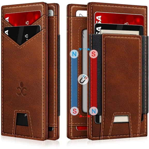 Wallet for Men Slim Leather Wallets for 9-13 Cards, RFID Blocking Thin Card Holder Wallet with ID Window & Stretchable  Slot, Minimalist Bifold Small Wallet for Front Pocket, Birthday  for Men