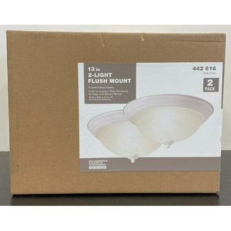 

Commercial Electric 13 White Flush Ceiling Mount 2 Pack Frosted Glass 442 616 Light Fixture