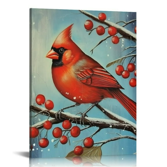 Bciig Cardinal Bird Fine Art Aesthetic Poster & Print Wall Painting for Living Room Bedroom Home Office Decor, Ready to Hang Canvas Art Farmhouse Bathroom Room Pictures 12x16 in
