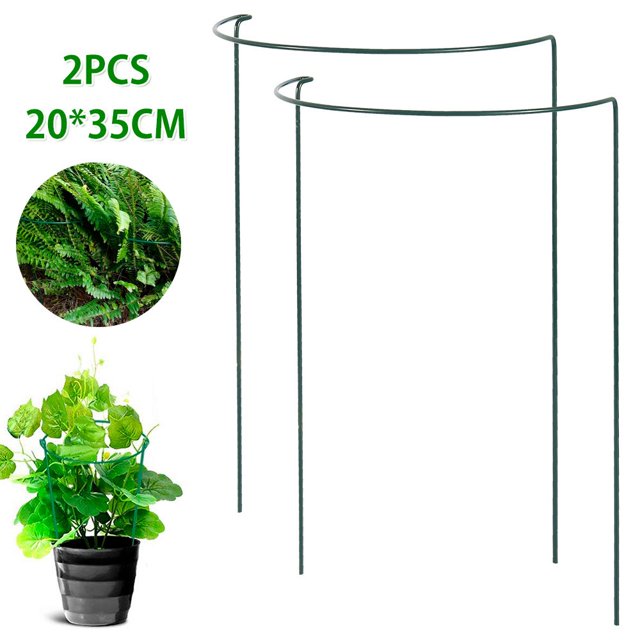 4PCS Garden Plant Support Stake Half Metal Garden Plant Supports Green Garden Plant Support Ring Garden Border Supports Plant Support Ring Cage for Tomato Roses Hydrangea