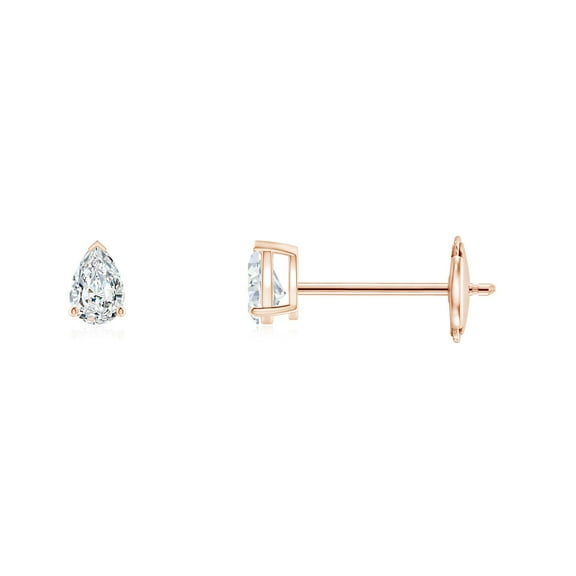 ANGARA Natural Diamond Solitaire Stud Earrings in 14K Rose Gold for Women (Size-3x2mm| Color-G| Clarity-VS2) | April Birthstone, Anniversary, Jewelry Gift for Women | Natural Diamond Earrings