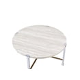 thumbnail image 3 of Ergode Table Basse Ronde en Bois avec Pieds Chromés, Chêne Blanc, 3 of 3