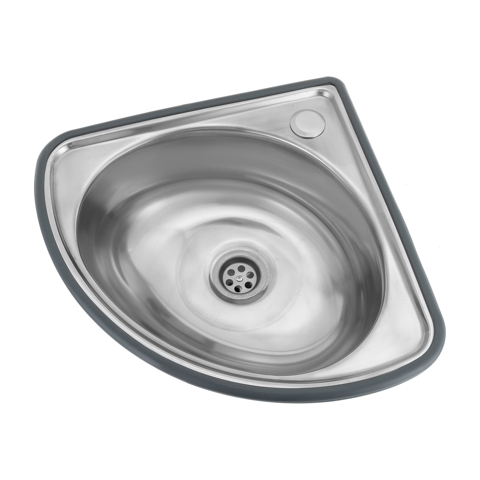 Wildnix Stainless Steel Bathroom Sink with Unique Fan-Shaped Design, Modern Industrial Style, Anti-Rust, Space-Saving, Round Single Bowl for Bathroom or Kitchen Use