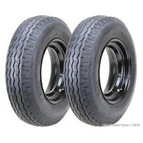 Zeemax Heavy Duty Highway Wheel Assembly 8-14.5 14PR LR G w/6x14.5 Rim Trailer Tire, Set of 2